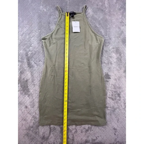 Forever‎ 21 Light Olive Green Ribbed Tank Dress XL Sleeveless Mini - Picture 3 of 9